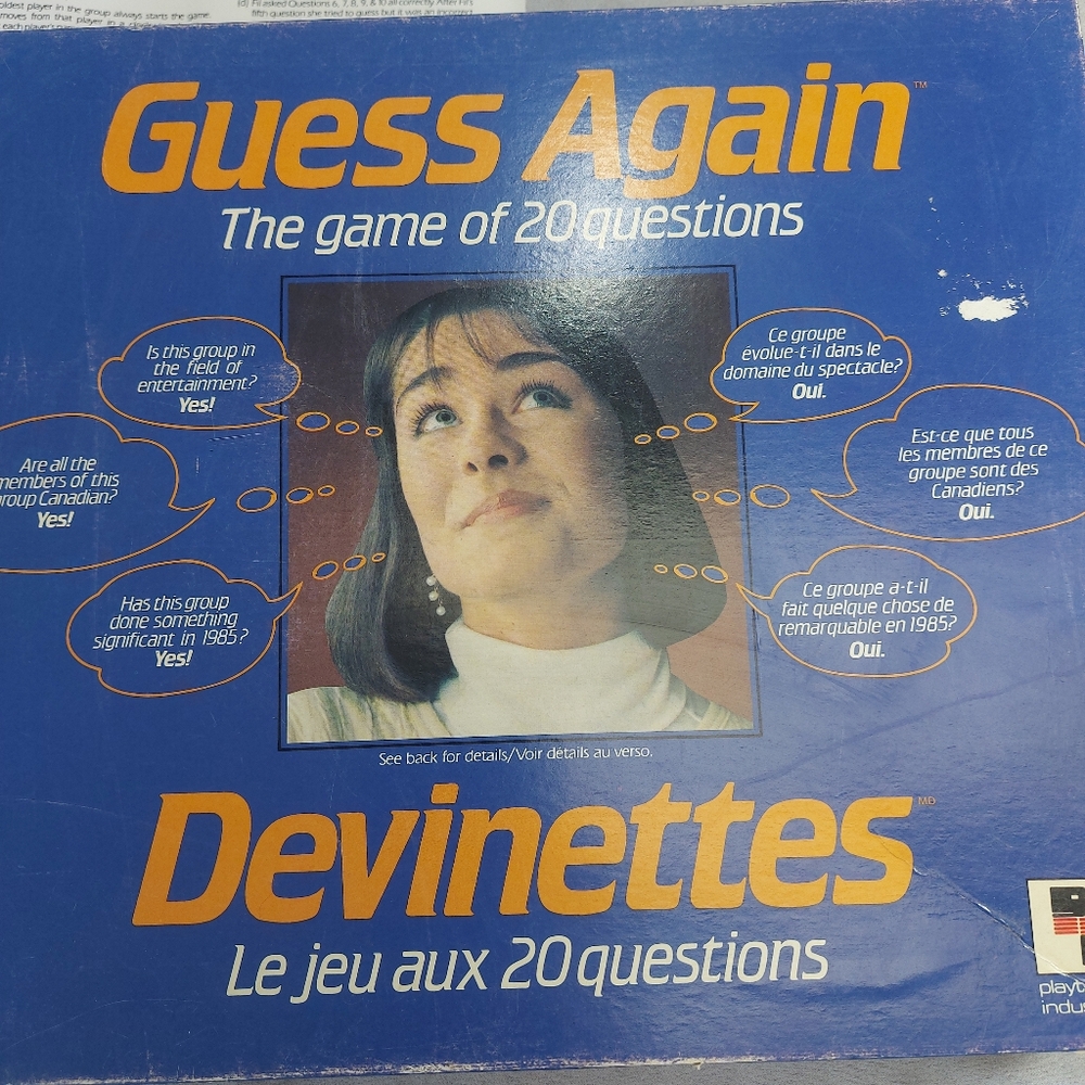 Guess Again Vintage Bilingual 20 Questions Board Game